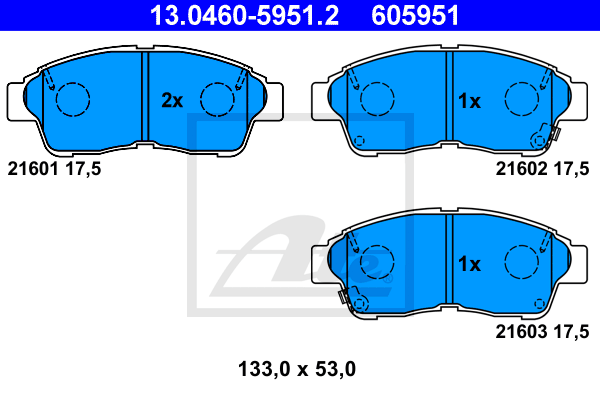 ATE 13.0460-5951.2 Kit pastiglie freno, Freno a disco