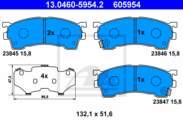 ATE 13.0460-5954.2 Kit pastiglie freno, Freno a disco