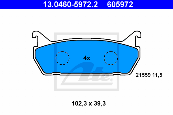 ATE 13.0460-5972.2 Kit pastiglie freno, Freno a disco-Kit pastiglie freno, Freno a disco-Ricambi Euro