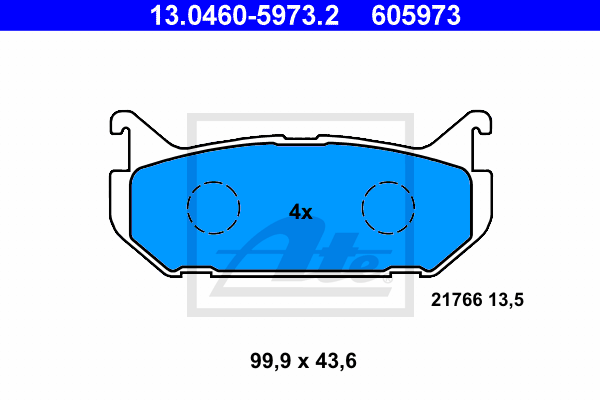 ATE 13.0460-5973.2 Kit pastiglie freno, Freno a disco-Kit pastiglie freno, Freno a disco-Ricambi Euro