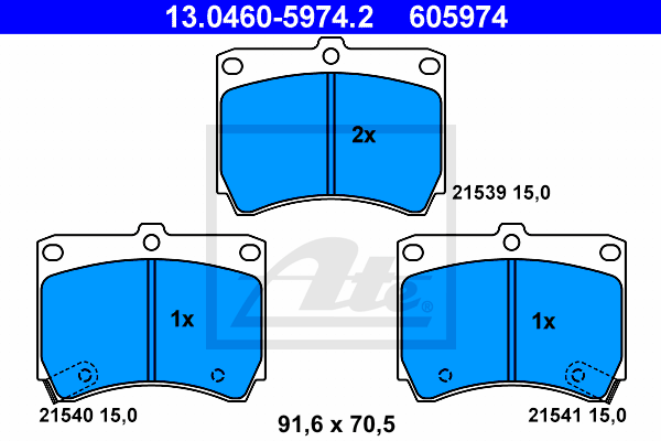 ATE 13.0460-5974.2 Kit pastiglie freno, Freno a disco