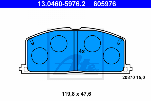 ATE 13.0460-5976.2 Kit pastiglie freno, Freno a disco-Kit pastiglie freno, Freno a disco-Ricambi Euro