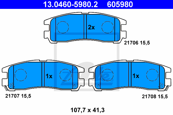 ATE 13.0460-5980.2 Kit pastiglie freno, Freno a disco