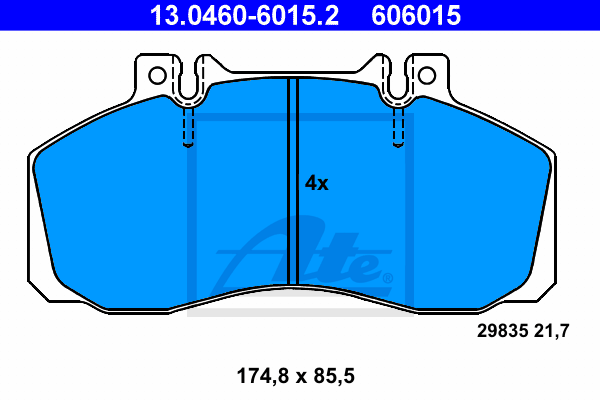 ATE 13.0460-6015.2 Kit pastiglie freno, Freno a disco-Kit pastiglie freno, Freno a disco-Ricambi Euro