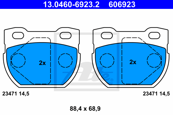 ATE 13.0460-6923.2 Kit pastiglie freno, Freno a disco