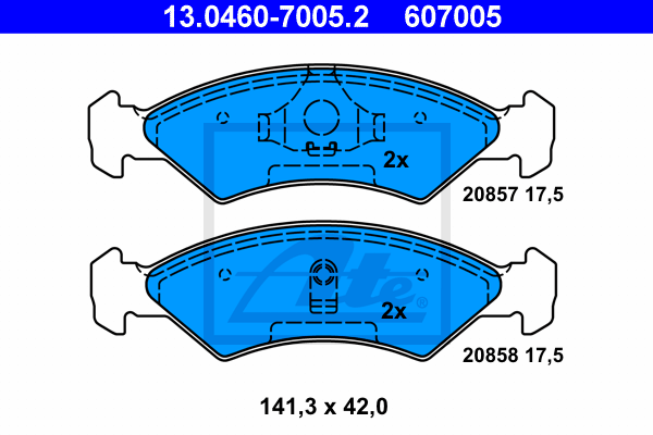 ATE 13.0460-7005.2 Kit pastiglie freno, Freno a disco-Kit pastiglie freno, Freno a disco-Ricambi Euro