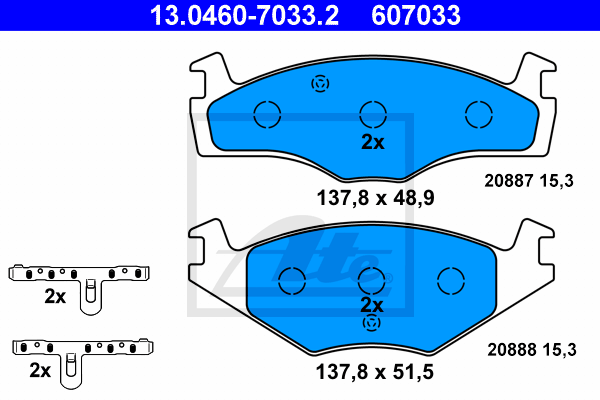 ATE 13.0460-7033.2 Kit pastiglie freno, Freno a disco