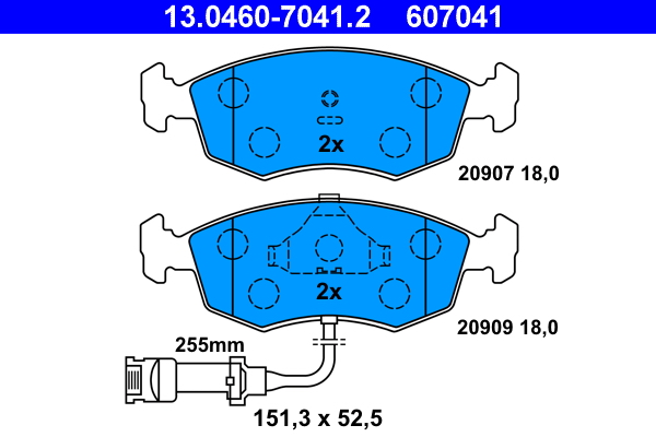 ATE 13.0460-7041.2 Bremsbelagsatz, Scheibenbremse