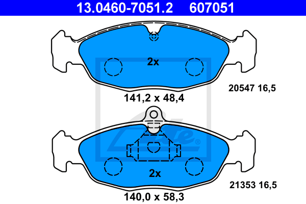 ATE 13.0460-7051.2 Kit pastiglie freno, Freno a disco-Kit pastiglie freno, Freno a disco-Ricambi Euro