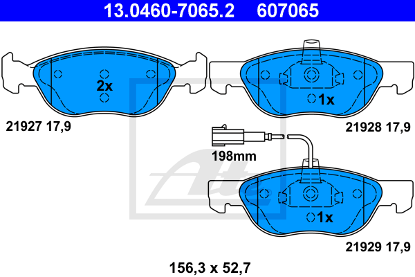 ATE 13.0460-7065.2 Kit pastiglie freno, Freno a disco