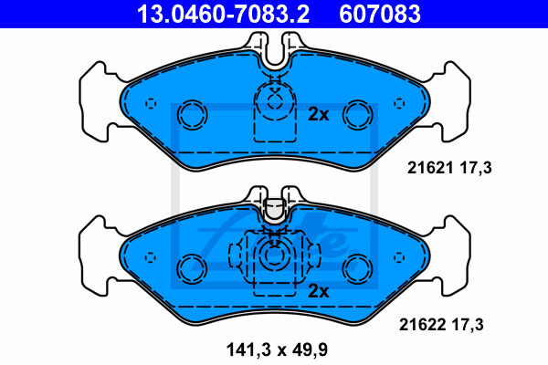 ATE 13.0460-7083.2 Kit pastiglie freno, Freno a disco