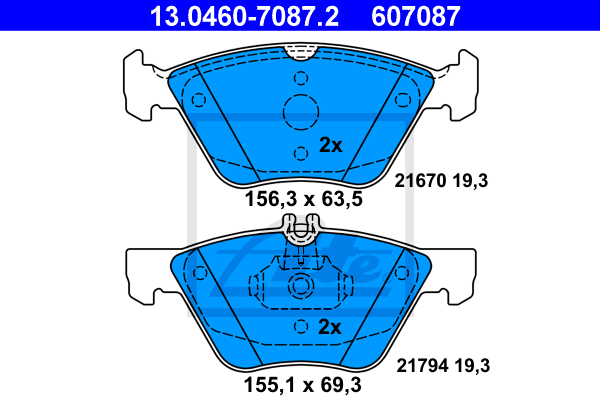 ATE 13.0460-7087.2 Kit pastiglie freno, Freno a disco-Kit pastiglie freno, Freno a disco-Ricambi Euro