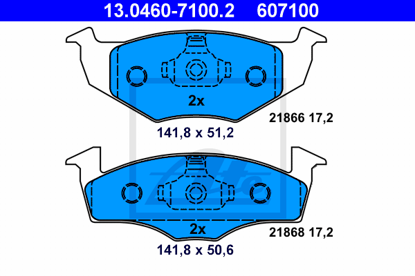 ATE 13.0460-7100.2 Kit pastiglie freno, Freno a disco-Kit pastiglie freno, Freno a disco-Ricambi Euro