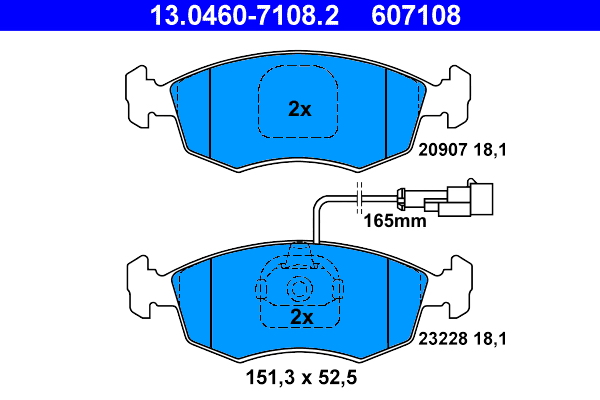 ATE 13.0460-7108.2 Bremsbelagsatz, Scheibenbremse