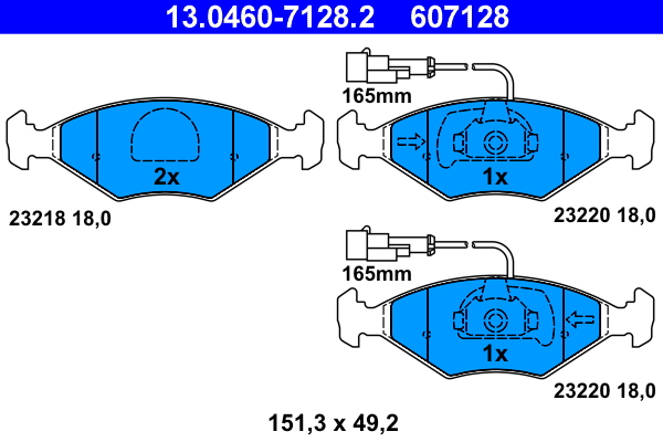 ATE 13.0460-7128.2 Bremsbelagsatz, Scheibenbremse