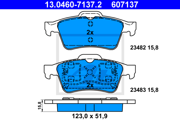 ATE 13.0460-7137.2 Kit pastiglie freno, Freno a disco