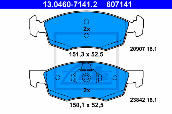 ATE 13.0460-7141.2 Kit pastiglie freno, Freno a disco