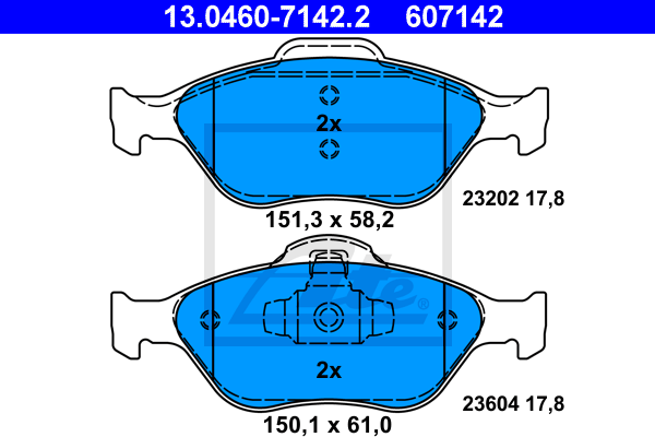 ATE 13.0460-7142.2 Kit pastiglie freno, Freno a disco