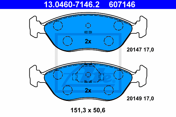 ATE 13.0460-7146.2 Kit pastiglie freno, Freno a disco-Kit pastiglie freno, Freno a disco-Ricambi Euro