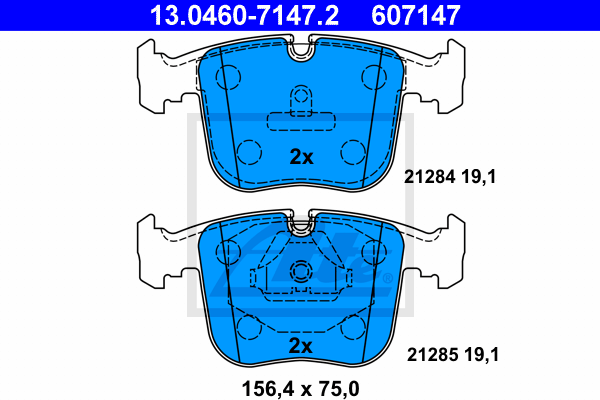 ATE 13.0460-7147.2 Kit pastiglie freno, Freno a disco