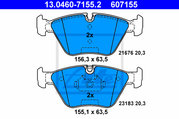 ATE 13.0460-7155.2 Kit pastiglie freno, Freno a disco