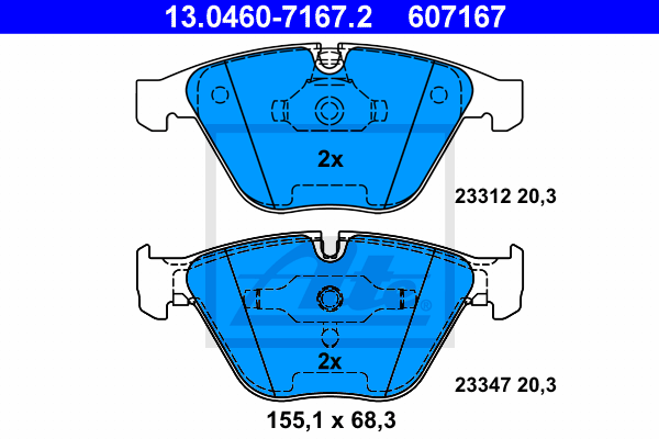 ATE 13.0460-7167.2 Kit pastiglie freno, Freno a disco