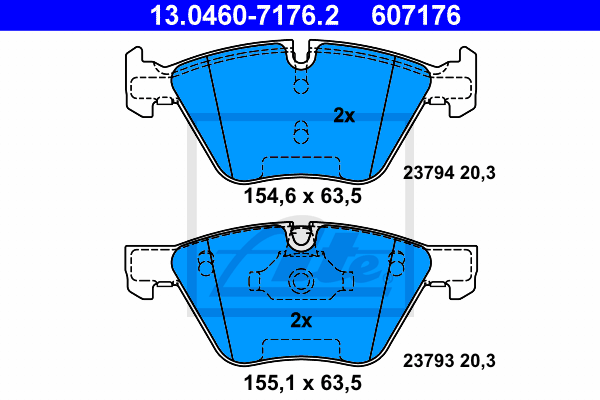 ATE 13.0460-7176.2 Kit pastiglie freno, Freno a disco