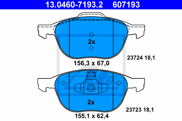 ATE 13.0460-7193.2 Kit pastiglie freno, Freno a disco-Kit pastiglie freno, Freno a disco-Ricambi Euro