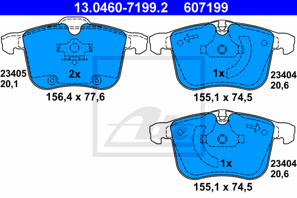 ATE 13.0460-7199.2 Kit pastiglie freno, Freno a disco-Kit pastiglie freno, Freno a disco-Ricambi Euro