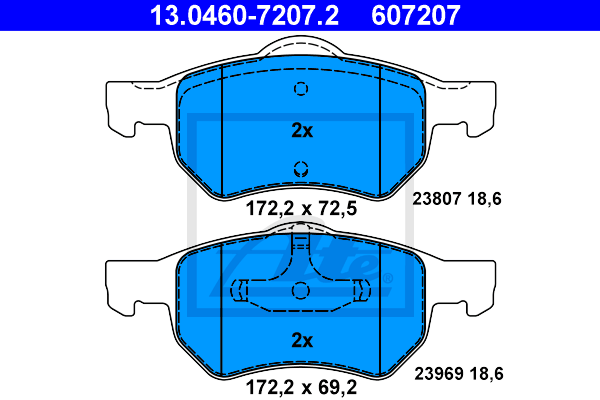 ATE 13.0460-7207.2 Kit pastiglie freno, Freno a disco