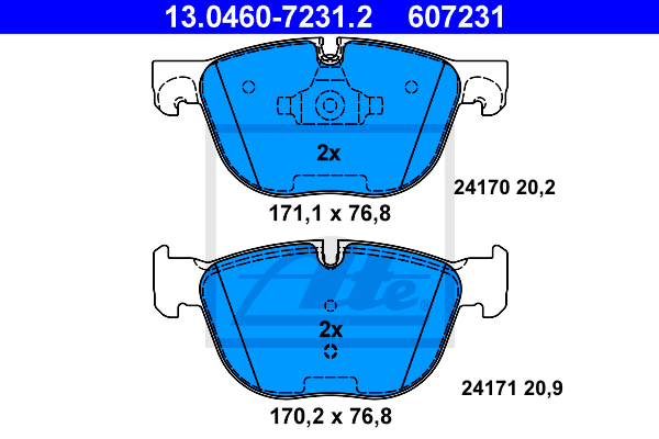 ATE 13.0460-7231.2 Kit pastiglie freno, Freno a disco-Kit pastiglie freno, Freno a disco-Ricambi Euro