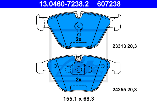 ATE 13.0460-7238.2 Kit pastiglie freno, Freno a disco-Kit pastiglie freno, Freno a disco-Ricambi Euro