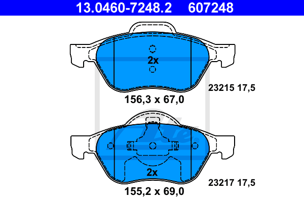 ATE 13.0460-7248.2 Kit pastiglie freno, Freno a disco-Kit pastiglie freno, Freno a disco-Ricambi Euro