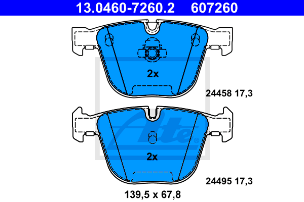 ATE 13.0460-7260.2 Kit pastiglie freno, Freno a disco