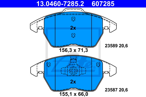 ATE 13.0460-7285.2 Kit pastiglie freno, Freno a disco