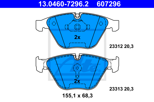 ATE 13.0460-7296.2 Kit pastiglie freno, Freno a disco