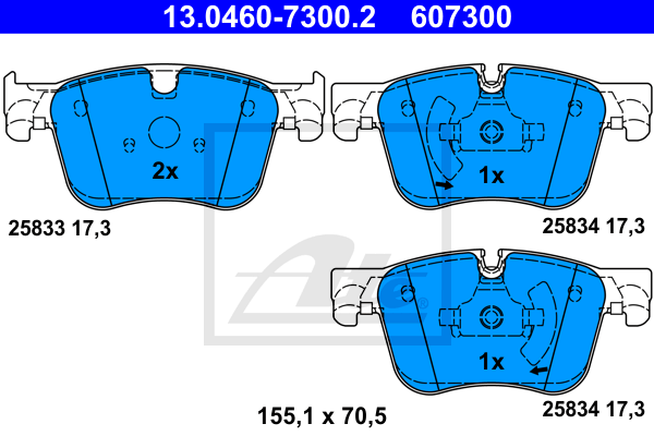 ATE 13.0460-7300.2 Kit pastiglie freno, Freno a disco