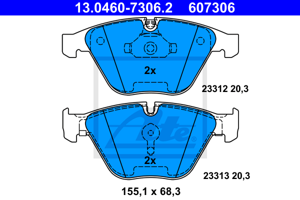 ATE 13.0460-7306.2 Kit pastiglie freno, Freno a disco