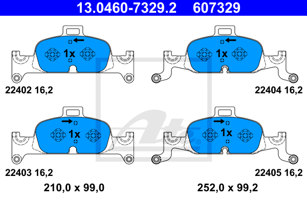 ATE 13.0460-7329.2 Kit pastiglie freno, Freno a disco