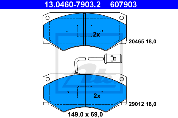 ATE 13.0460-7903.2 Kit pastiglie freno, Freno a disco-Kit pastiglie freno, Freno a disco-Ricambi Euro