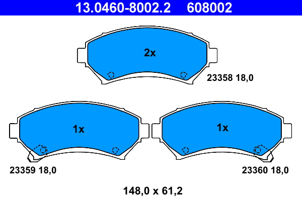 ATE 13.0460-8002.2 Bremsbelagsatz, Scheibenbremse