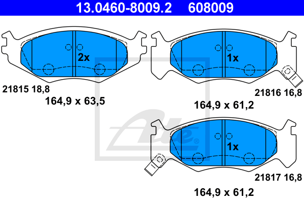 ATE 13.0460-8009.2 Kit pastiglie freno, Freno a disco