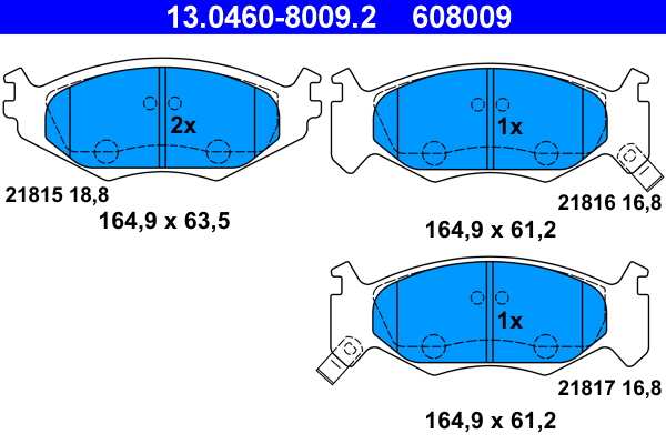 ATE 13.0460-8009.2 Bremsbelagsatz, Scheibenbremse