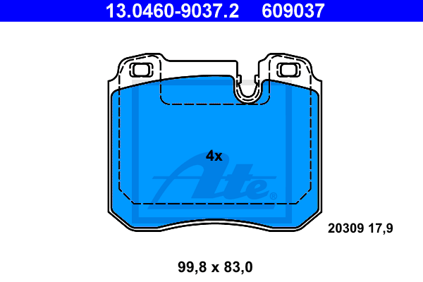 ATE 13.0460-9037.2 Kit pastiglie freno, Freno a disco-Kit pastiglie freno, Freno a disco-Ricambi Euro