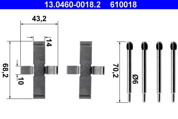 ATE 13.0460-0018.2 Zubehörsatz, Scheibenbremsbelag