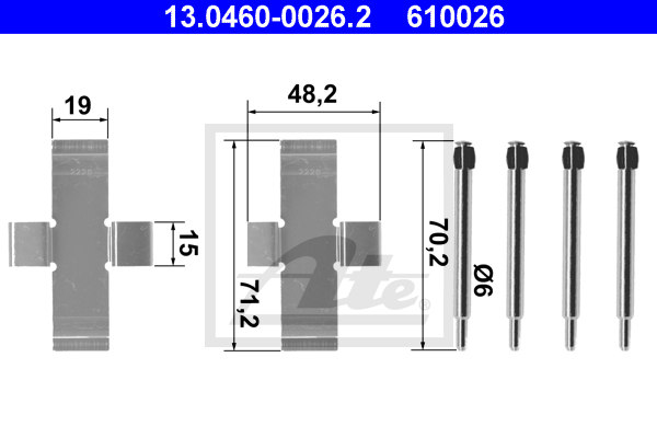 ATE 13.0460-0026.2 Kit accessori, Pastiglia freno-Kit accessori, Pastiglia freno-Ricambi Euro