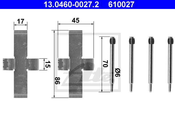 ATE 13.0460-0027.2 Kit accessori, Pastiglia freno