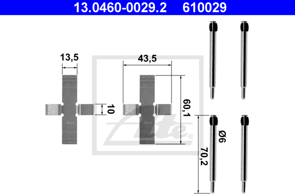 ATE 13.0460-0029.2 Kit accessori, Pastiglia freno