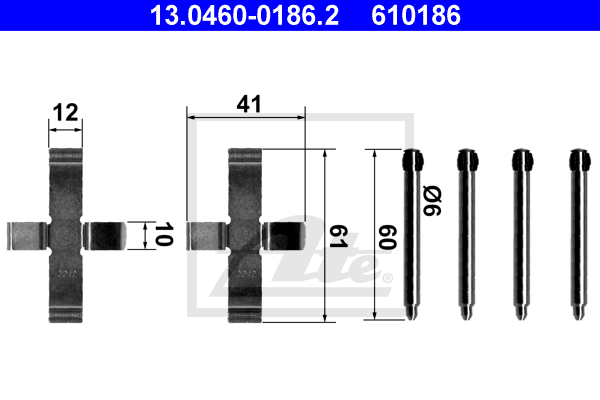 ATE 13.0460-0186.2 Kit accessori, Pastiglia freno-Kit accessori, Pastiglia freno-Ricambi Euro