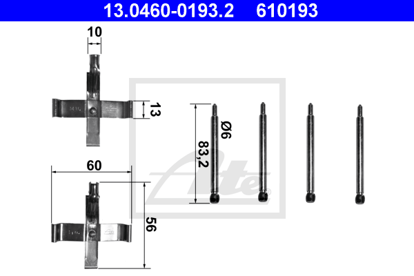 ATE 13.0460-0193.2 Kit accessori, Pastiglia freno